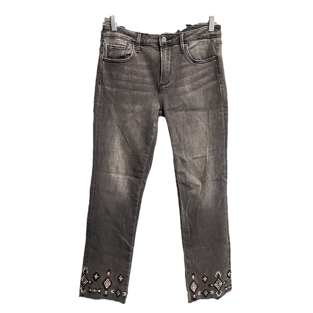 Driftwood Gray Crop Embroidery Colette Women's Jeans Size W27 L26‎